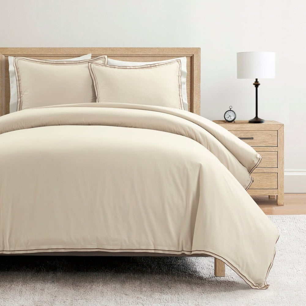 Hampton Double Flange Embroidered Contrast Edge Duvet Cover Set - Quahog Bay Bedding
