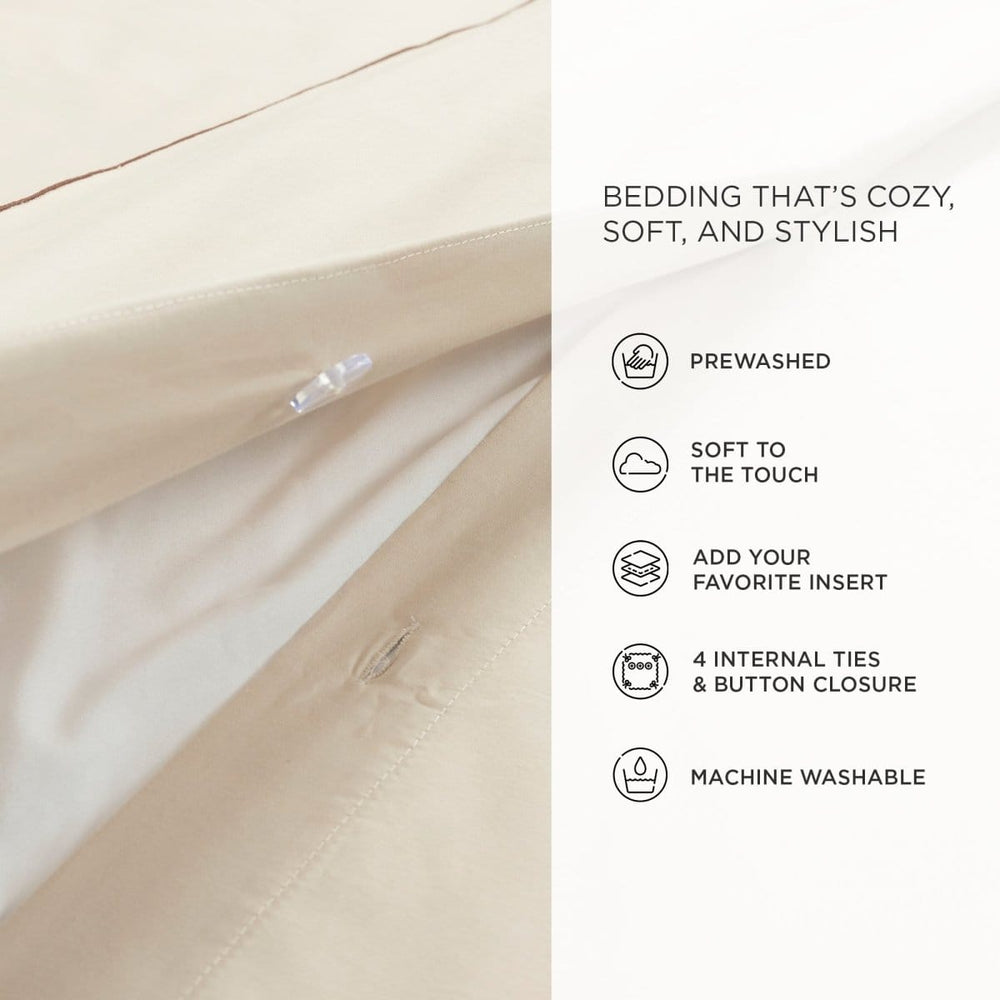 Hampton Double Flange Embroidered Contrast Edge Duvet Cover Set - Quahog Bay Bedding