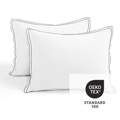 Hampton Double Flange Embroidered Contrast Edge Duvet Cover Set - Quahog Bay Bedding
