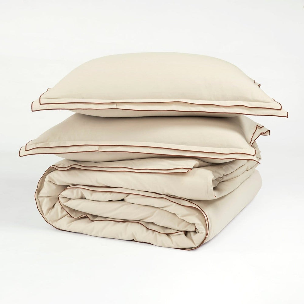 Hampton Double Flange Embroidered Contrast Edge Duvet Cover Set - Quahog Bay Bedding
