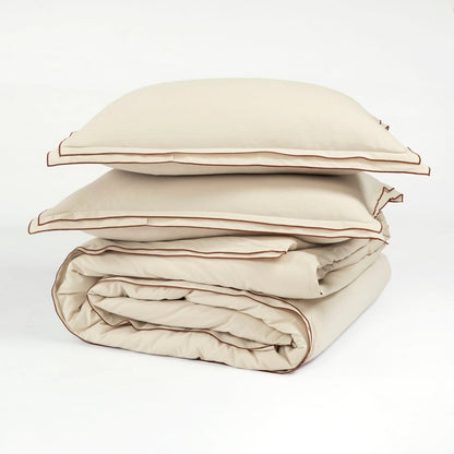Hampton Double Flange Embroidered Contrast Edge Duvet Cover Set - Quahog Bay Bedding