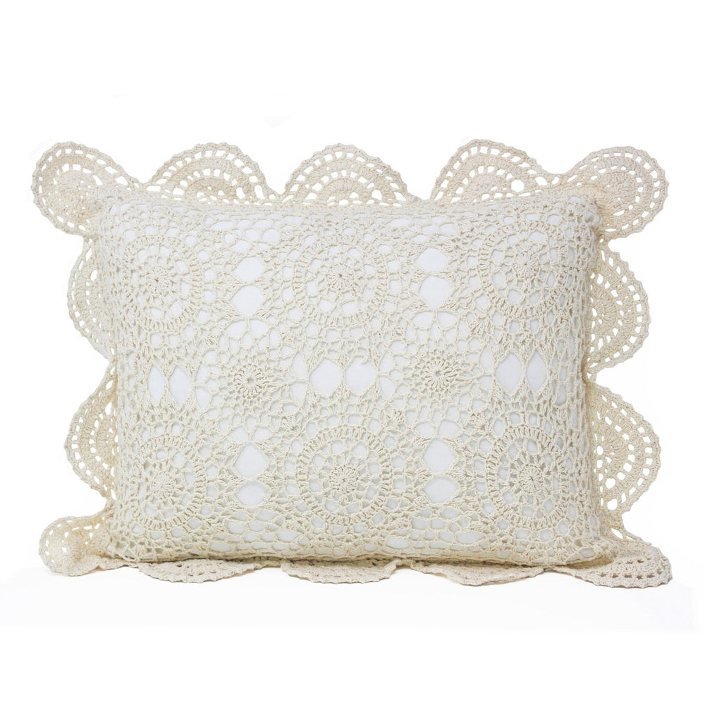 Hand Made Crochet Cotton Boudoir Pillow - Quahog Bay Bedding