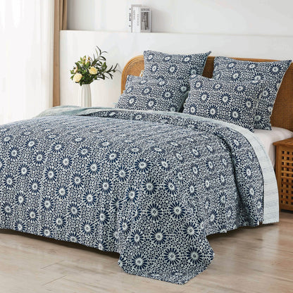 Hand Stitched Block Print Kantha Coverlets - Quahog Bay Bedding