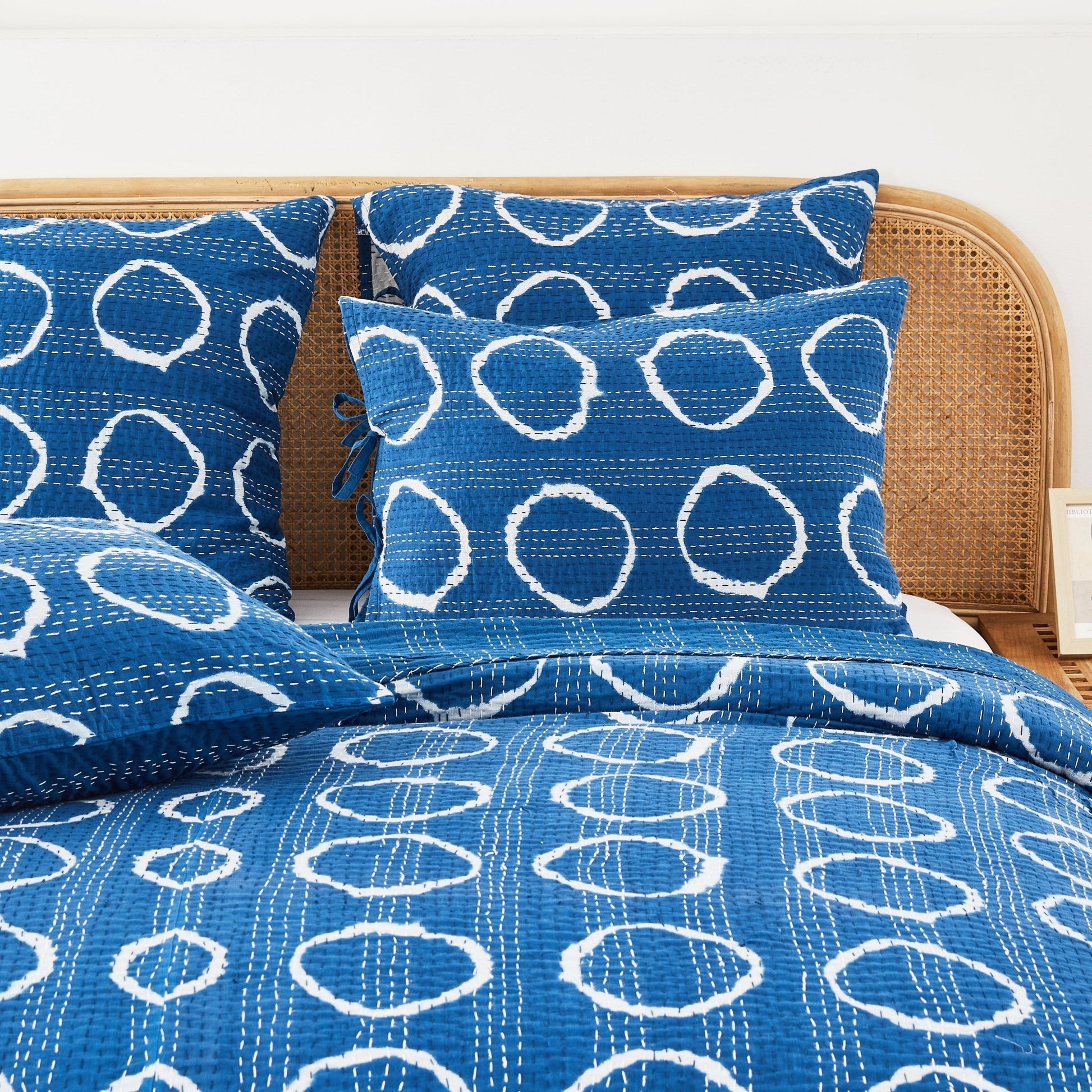 Hand Stitched Block Print Kantha Coverlets - Quahog Bay Bedding