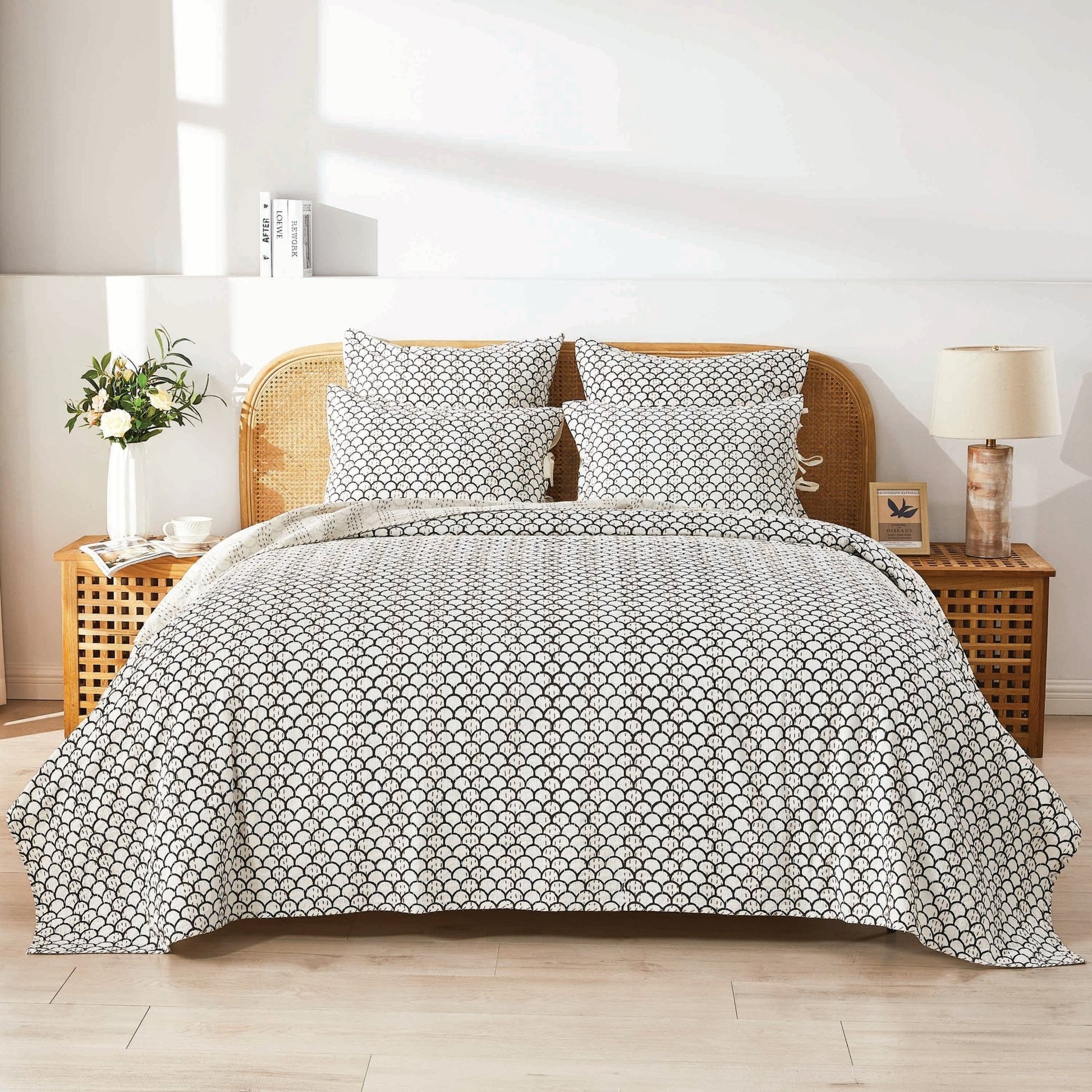 Hand Stitched Block Print Kantha Coverlets - Quahog Bay Bedding