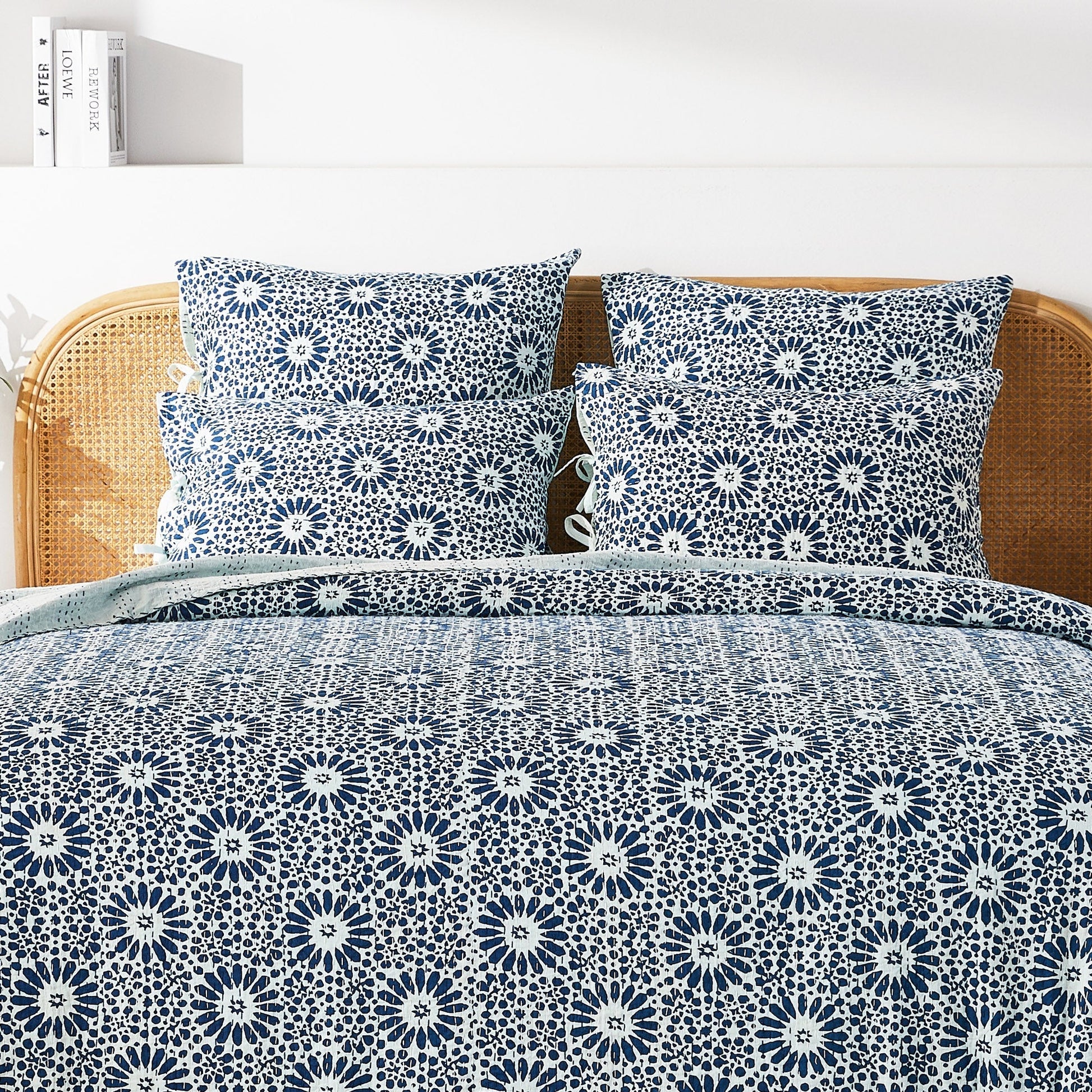Hand Stitched Block Print Kantha Coverlets - Quahog Bay Bedding