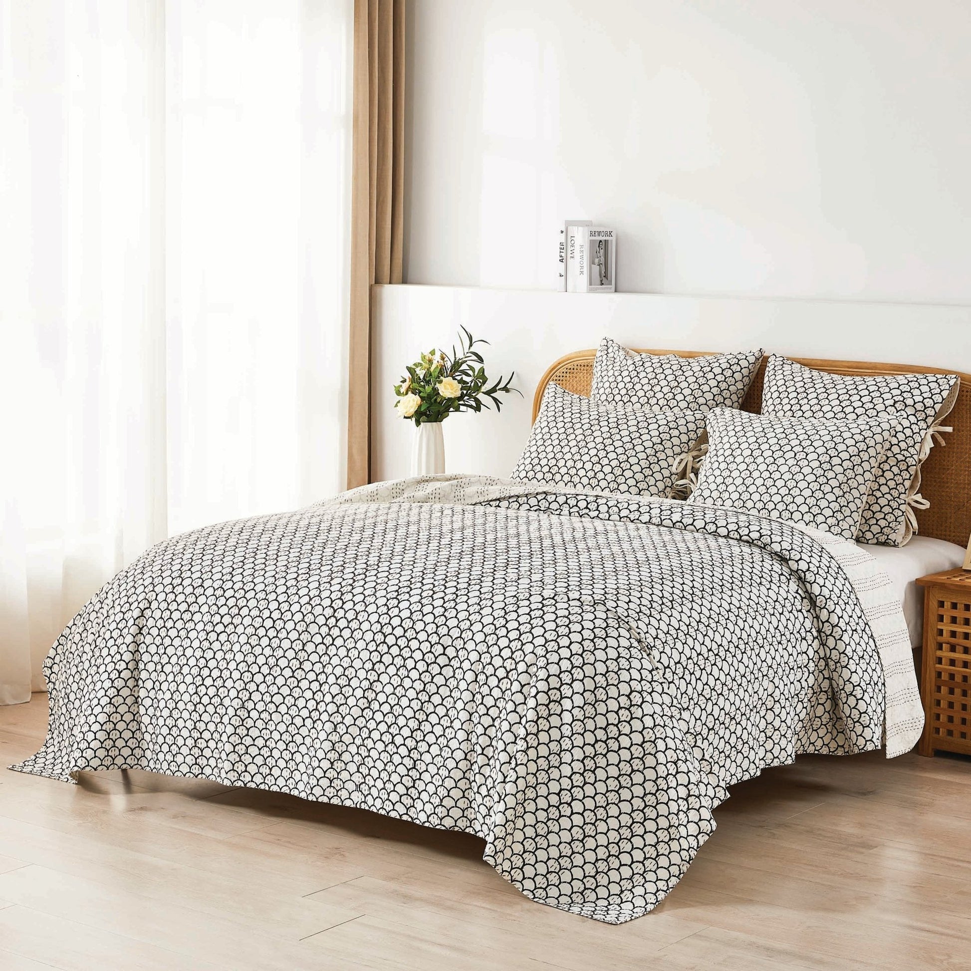 Hand Stitched Block Print Kantha Coverlets - Quahog Bay Bedding