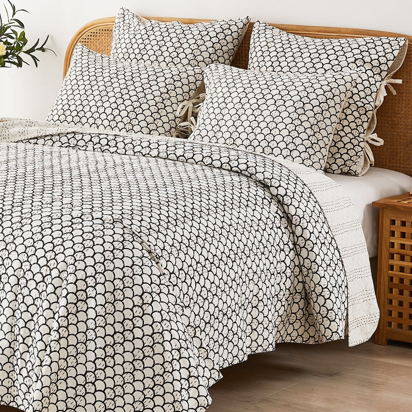 Hand Stitched Block Print Kantha Coverlets - Quahog Bay Bedding