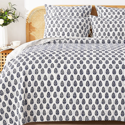 Hand Stitched Block Print Kantha Coverlets - Quahog Bay Bedding