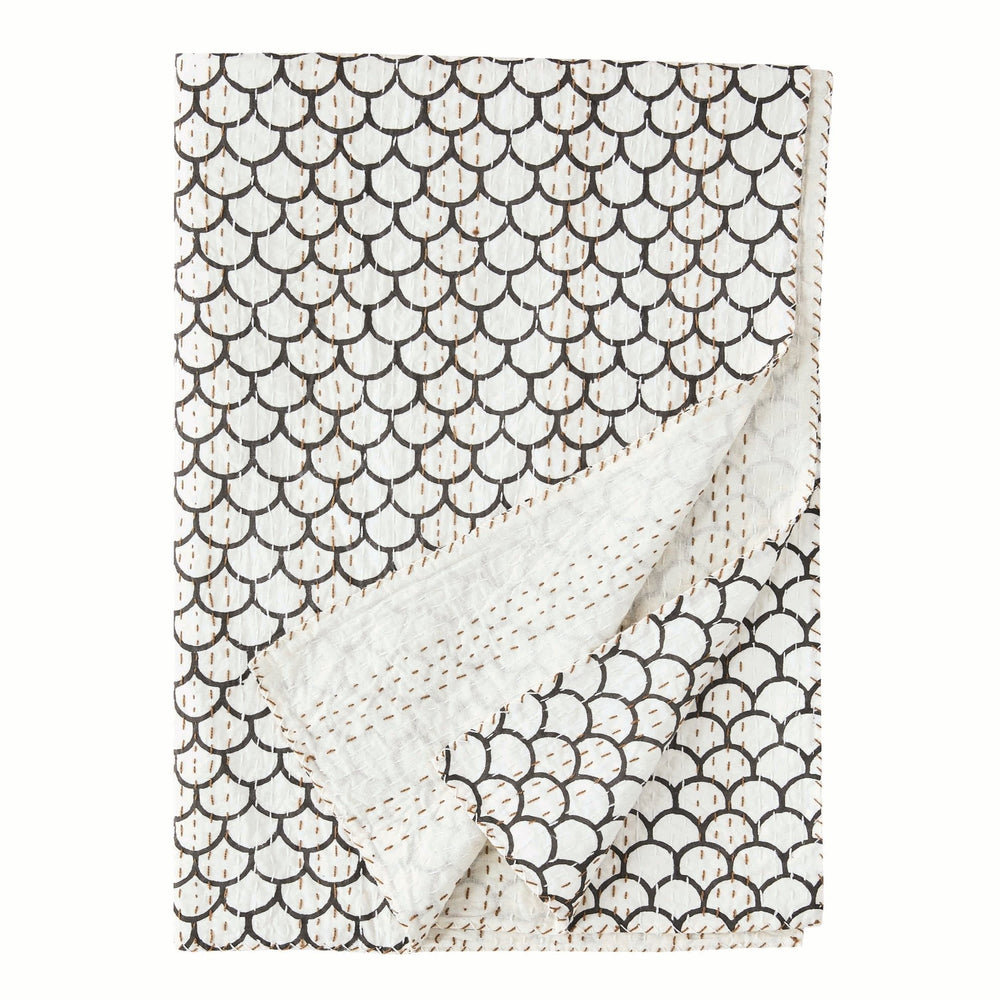 Hand Stitched Block Print Kantha Coverlets - Quahog Bay Bedding