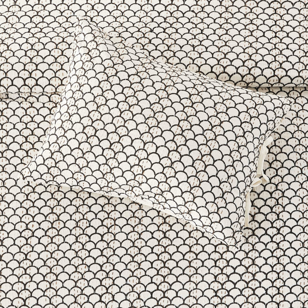 Hand Stitched Block Print Kantha Pillow Sham Pairs - Quahog Bay Bedding