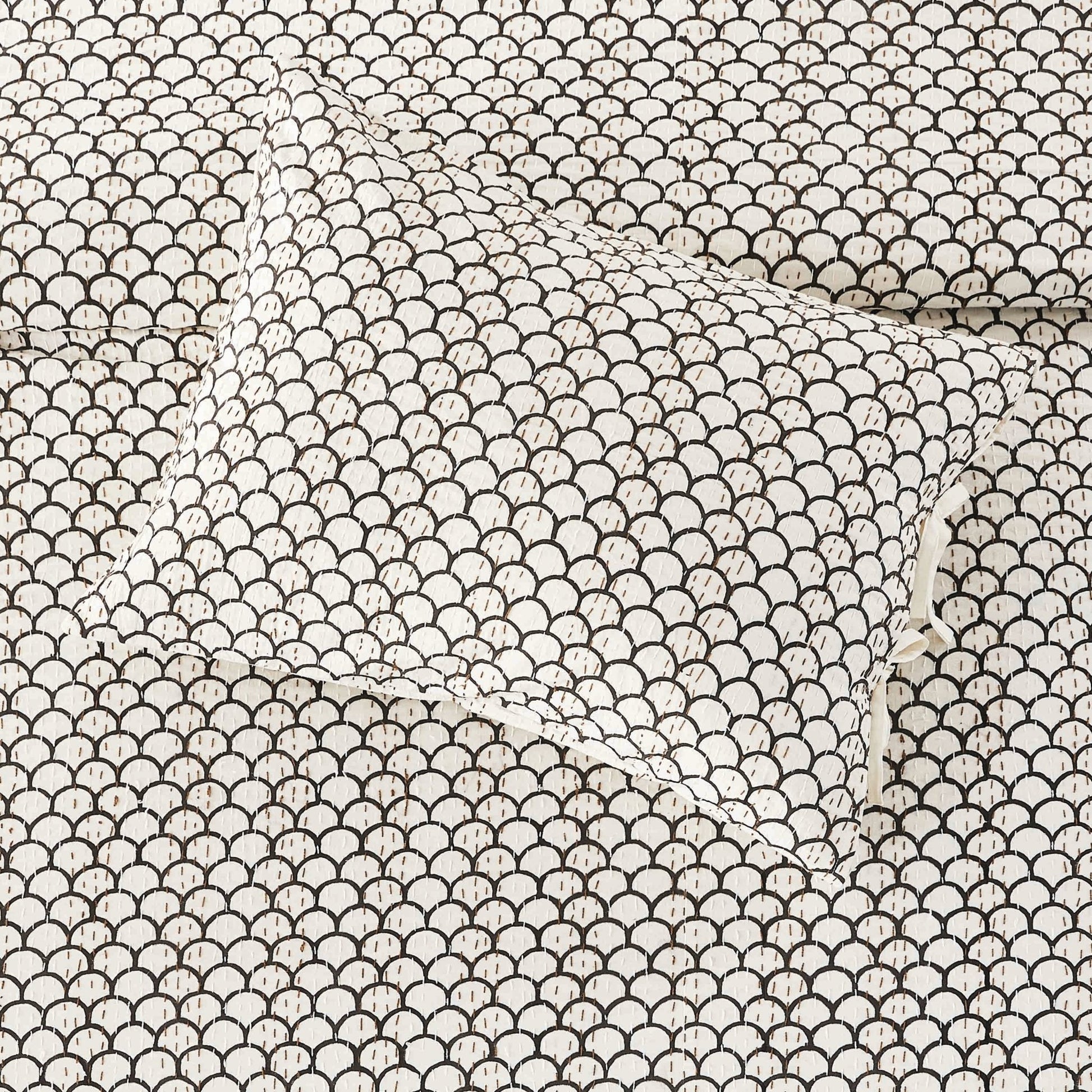 Hand Stitched Block Print Kantha Pillow Sham Pairs - Quahog Bay Bedding
