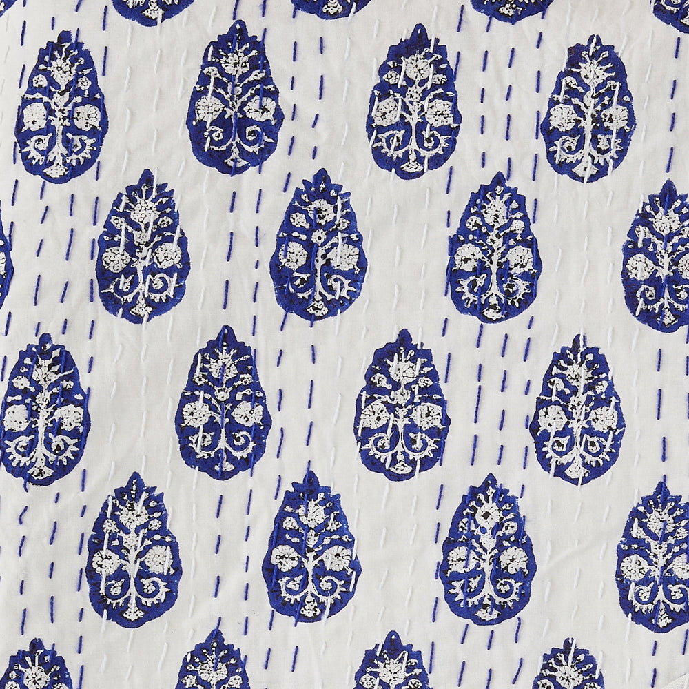 Hand Stitched Block Print Kantha Pillow Sham Pairs - Quahog Bay Bedding