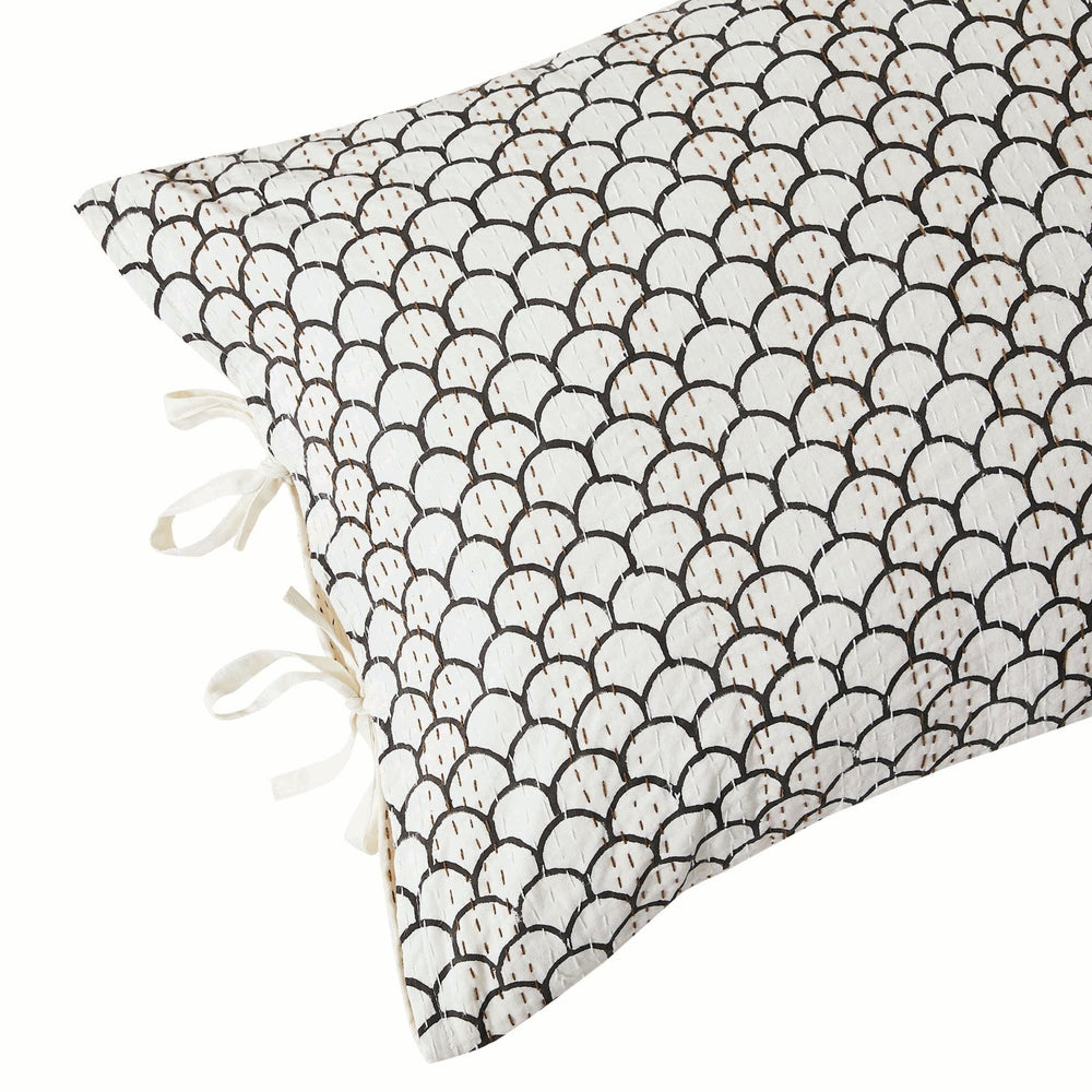 Hand Stitched Block Print Kantha Pillow Sham Pairs - Quahog Bay Bedding