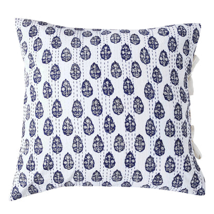 Hand Stitched Block Print Kantha Pillow Sham Pairs - Quahog Bay Bedding