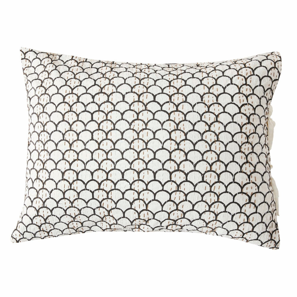 Hand Stitched Block Print Kantha Pillow Sham Pairs - Quahog Bay Bedding