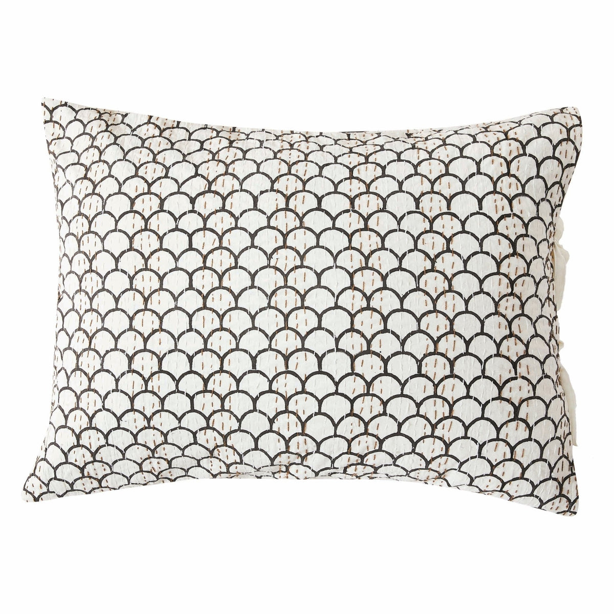 Hand Stitched Block Print Kantha Pillow Sham Pairs - Quahog Bay Bedding