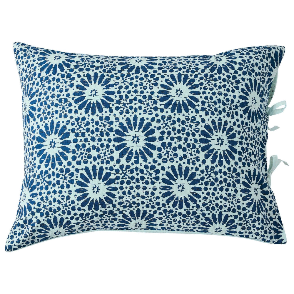 Hand Stitched Block Print Kantha Pillow Sham Pairs - Quahog Bay Bedding