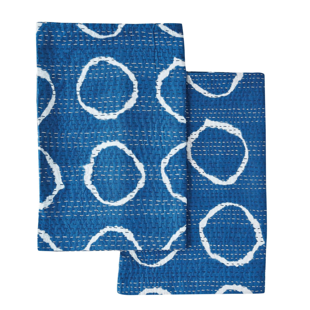 Hand Stitched Block Print Kantha Pillow Sham Pairs - Quahog Bay Bedding
