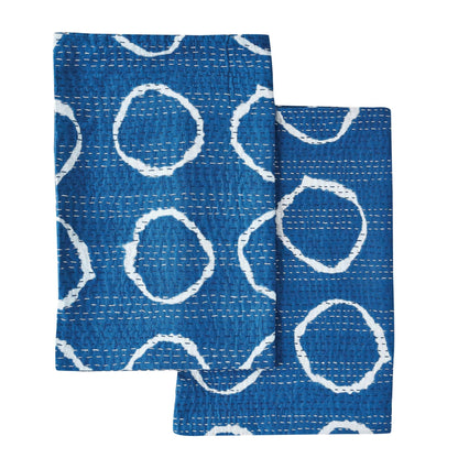 Hand Stitched Block Print Kantha Pillow Sham Pairs - Quahog Bay Bedding