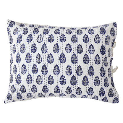 Hand Stitched Block Print Kantha Pillow Sham Pairs - Quahog Bay Bedding