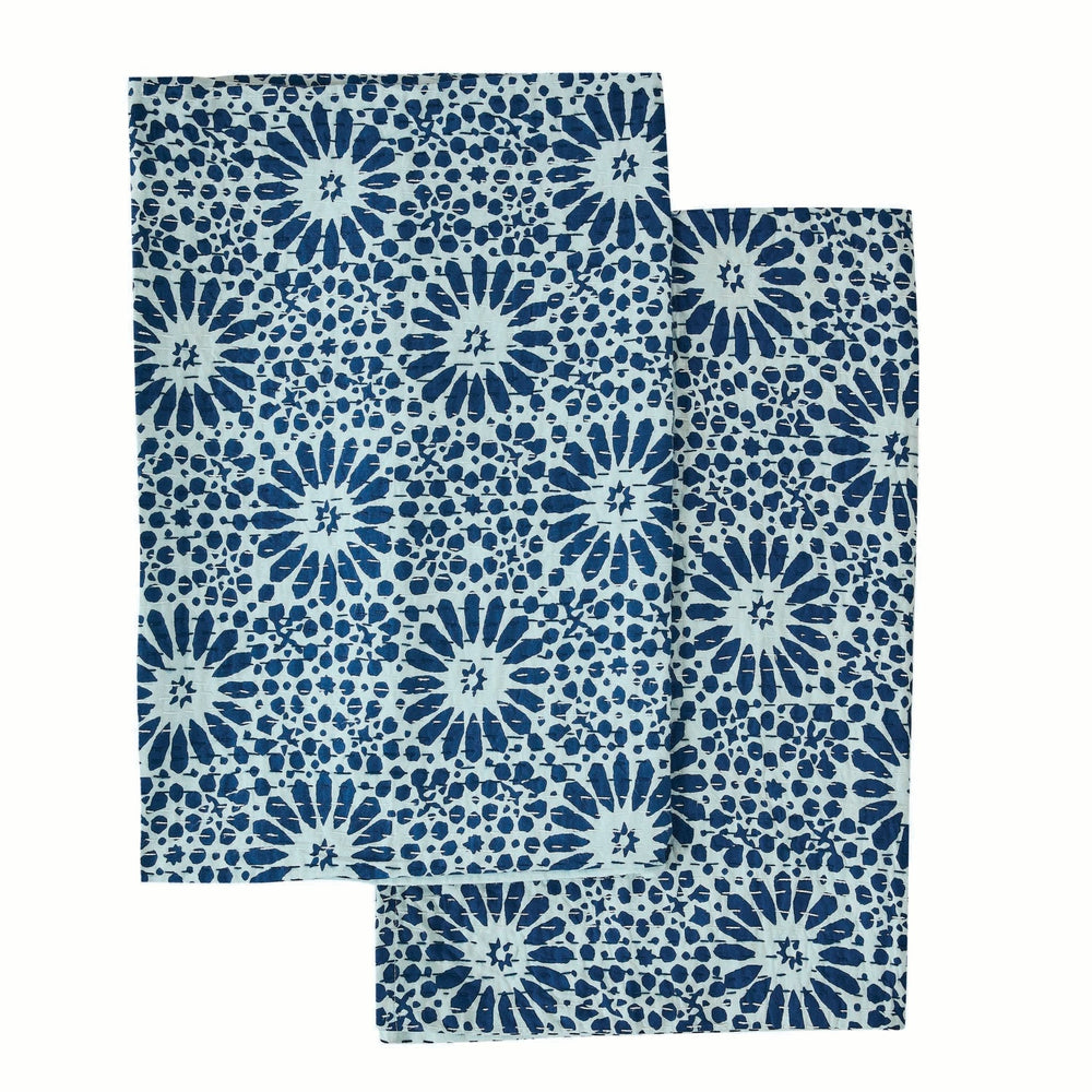 Hand Stitched Block Print Kantha Pillow Sham Pairs - Quahog Bay Bedding