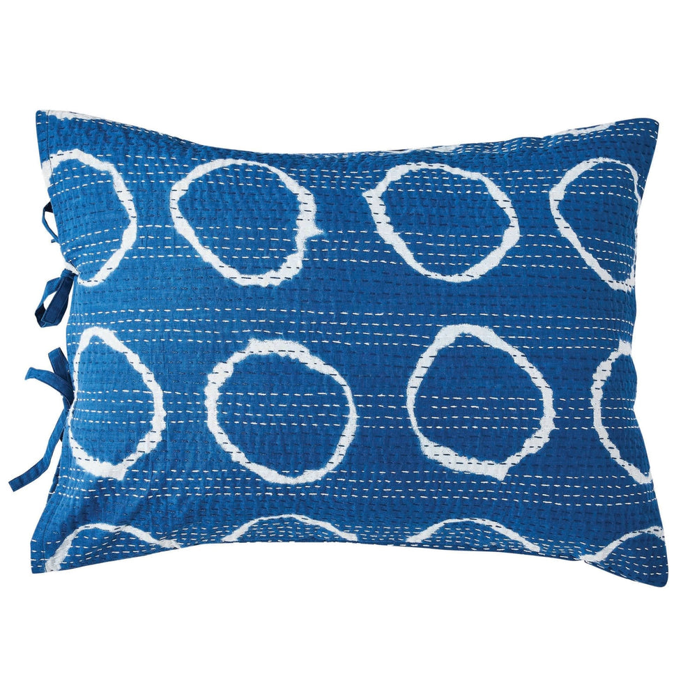 Hand Stitched Block Print Kantha Pillow Sham Pairs - Quahog Bay Bedding