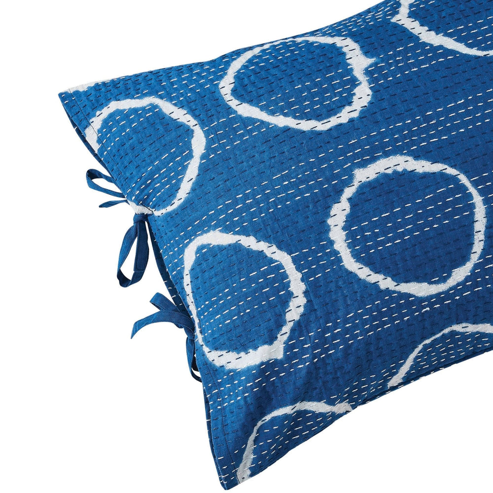 Hand Stitched Block Print Kantha Pillow Sham Pairs - Quahog Bay Bedding