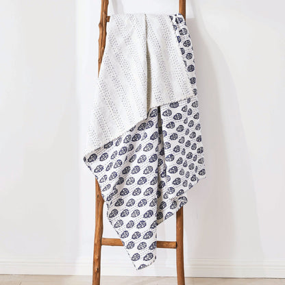 Hand Stitched Block Print Kantha Throws - Quahog Bay Bedding