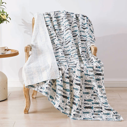 Hand Stitched Block Print Kantha Throws - Quahog Bay Bedding