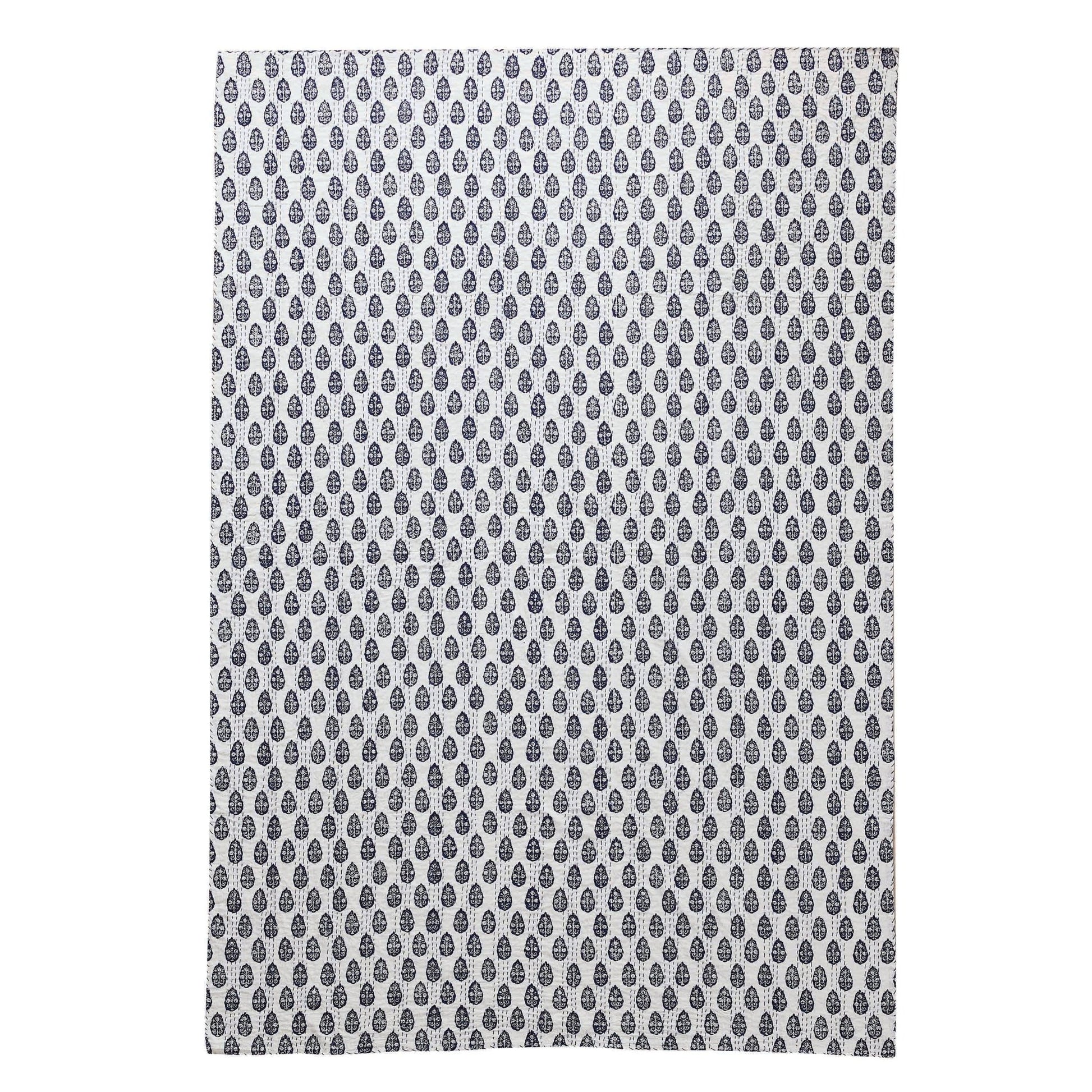 Hand Stitched Block Print Kantha Throws - Quahog Bay Bedding