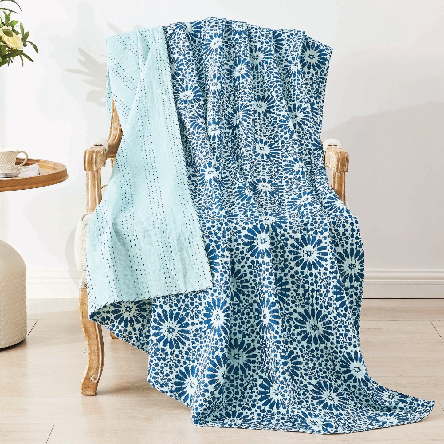 Hand Stitched Block Print Kantha Throws - Quahog Bay Bedding