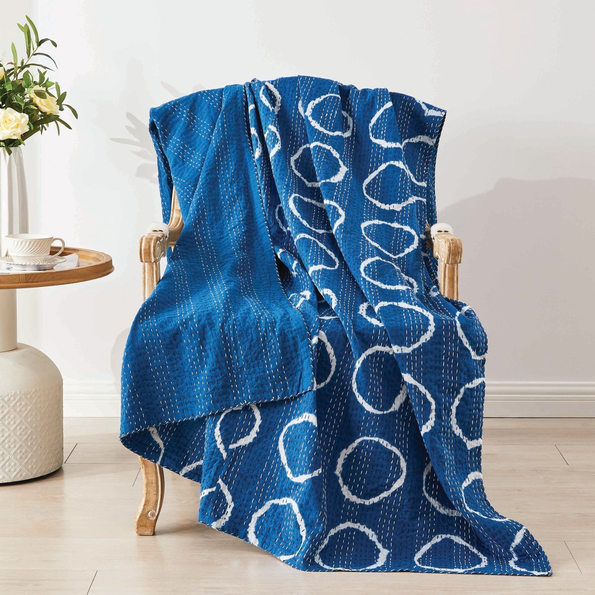 Hand Stitched Block Print Kantha Throws - Quahog Bay Bedding