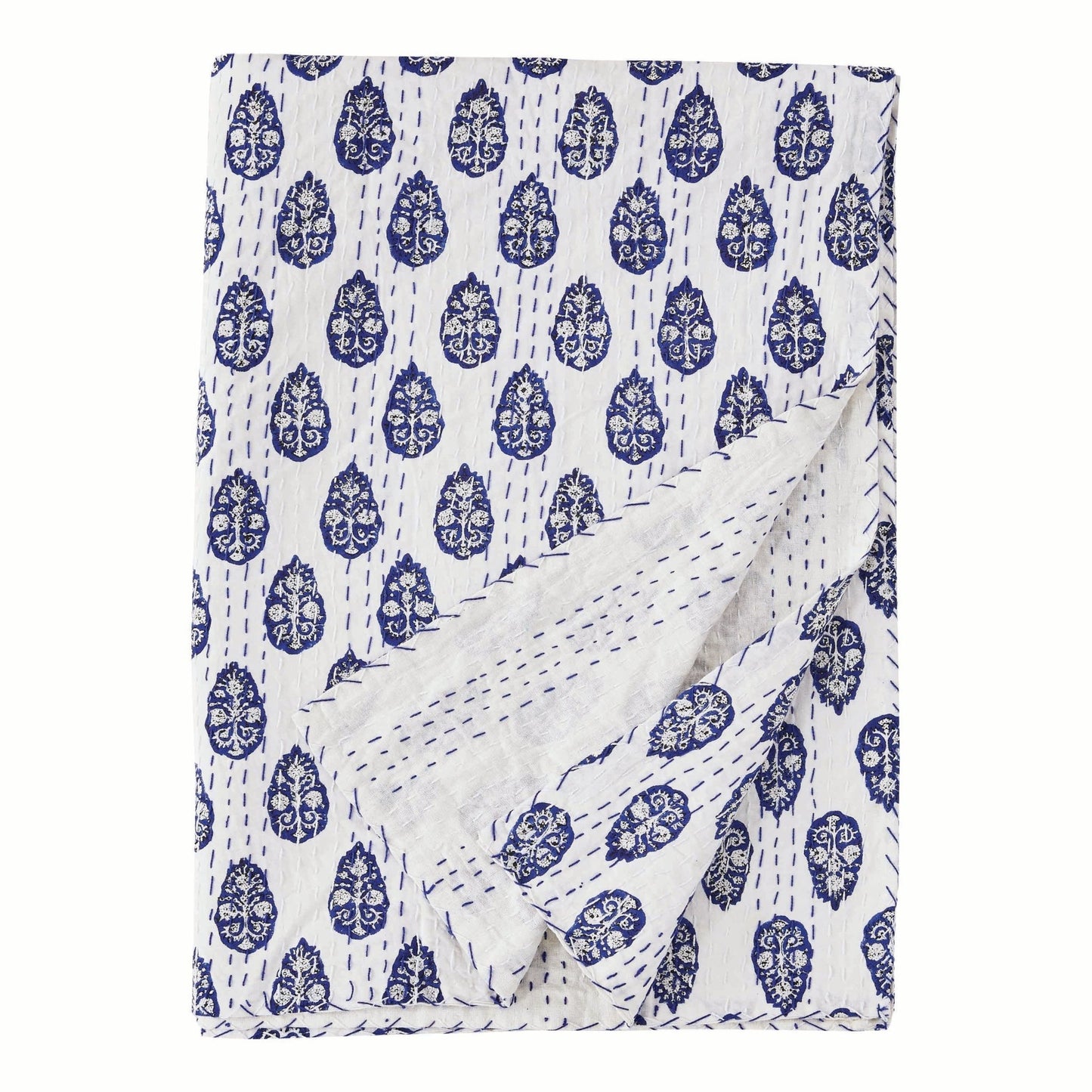 Hand Stitched Block Print Kantha Throws - Quahog Bay Bedding