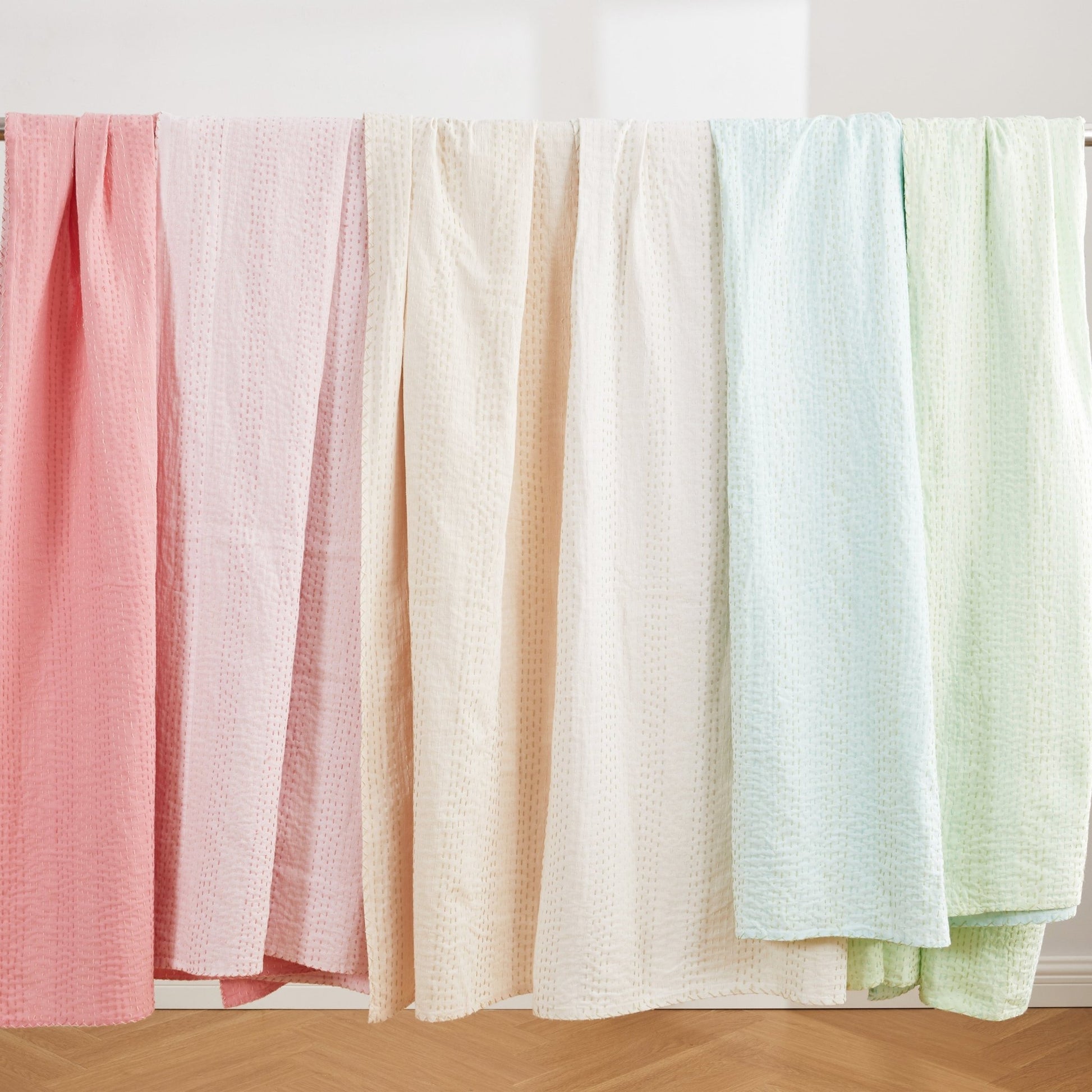 Hand Stitched Reversible Kantha Coverlets - Quahog Bay Bedding