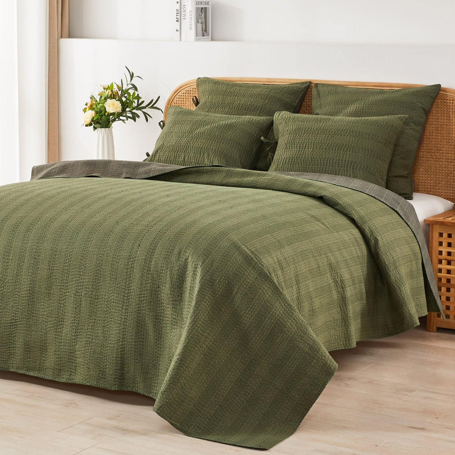 Hand Stitched Reversible Kantha Coverlets - Quahog Bay Bedding