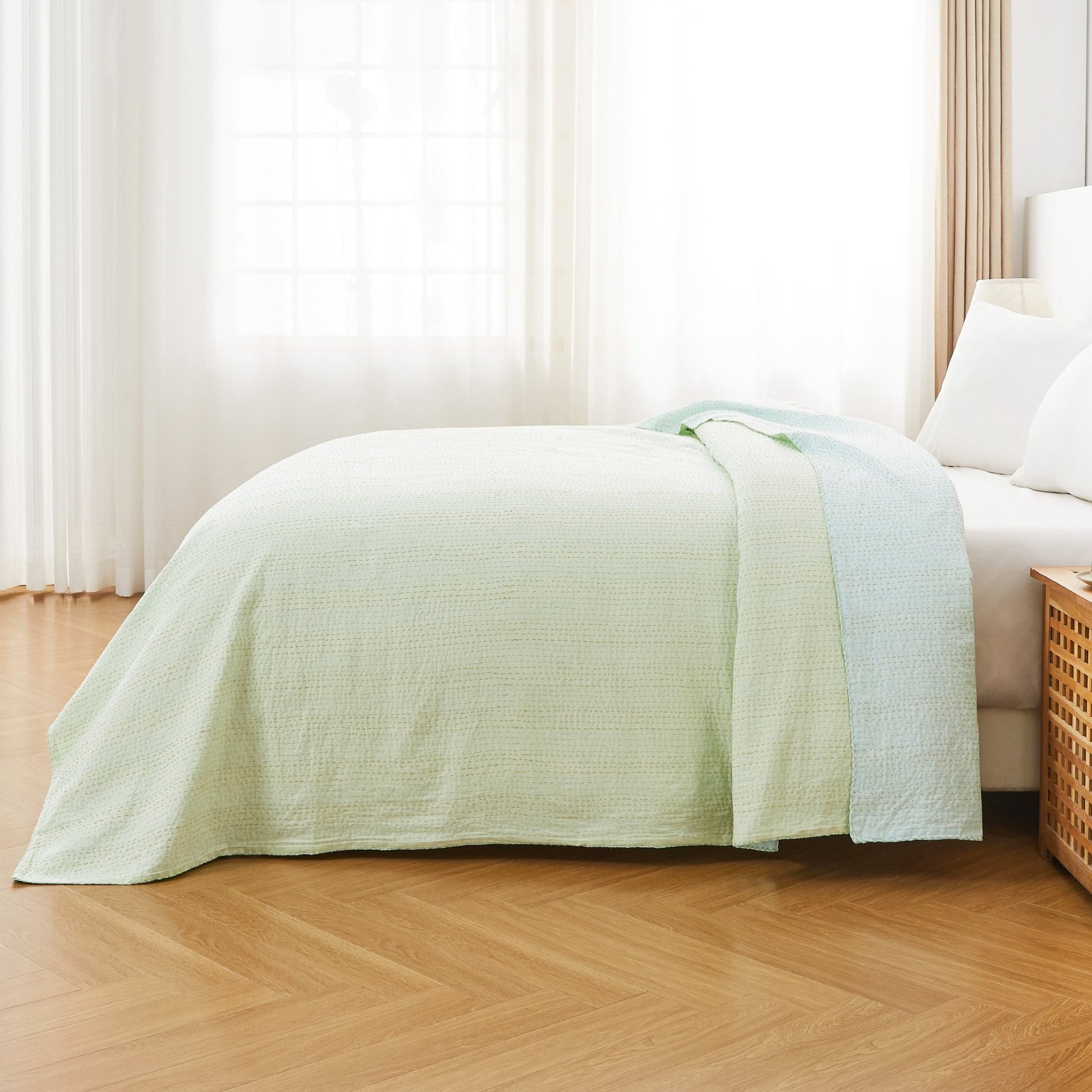 Hand Stitched Reversible Kantha Coverlets - Quahog Bay Bedding