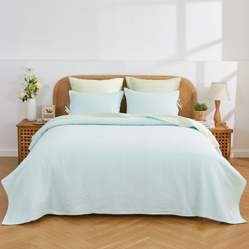 Hand Stitched Reversible Kantha Coverlets - Quahog Bay Bedding