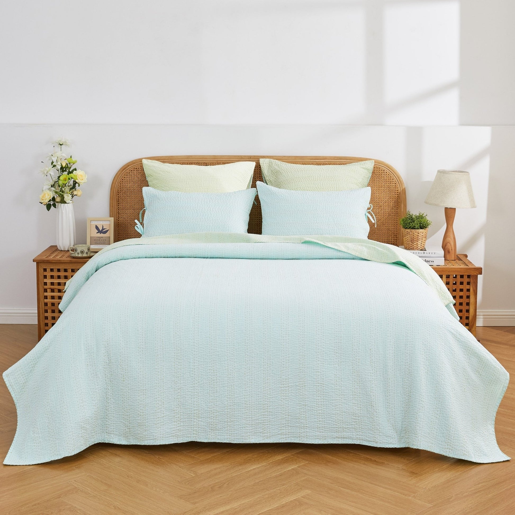 Hand Stitched Reversible Kantha Coverlets - Quahog Bay Bedding