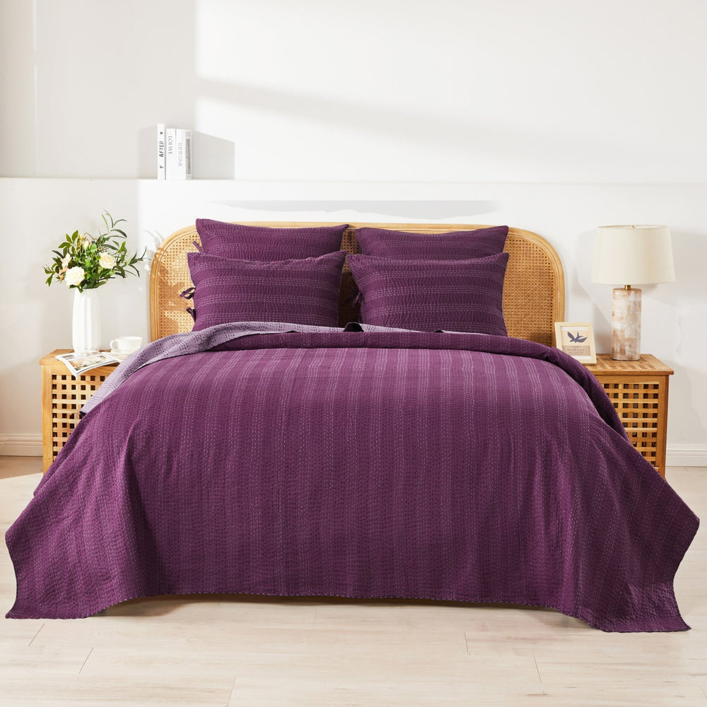 Hand Stitched Reversible Kantha Coverlets - Quahog Bay Bedding