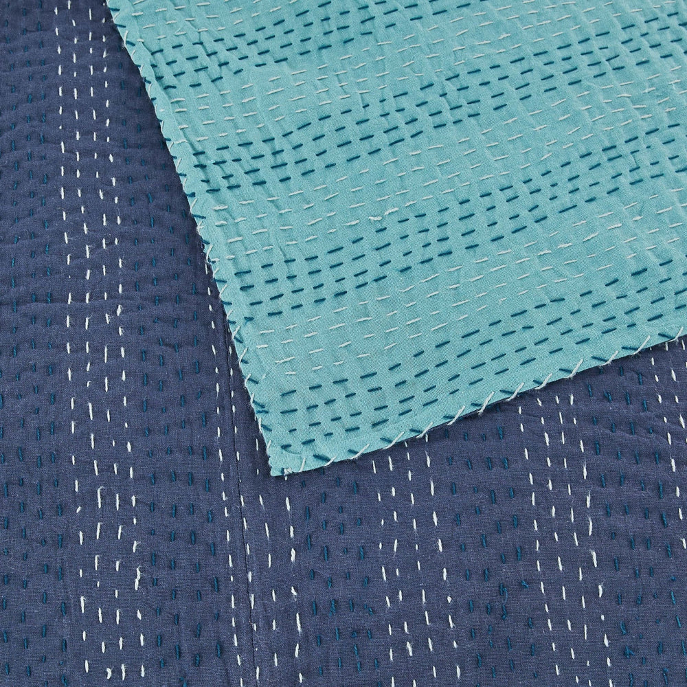 Hand Stitched Reversible Kantha Coverlets - Quahog Bay Bedding