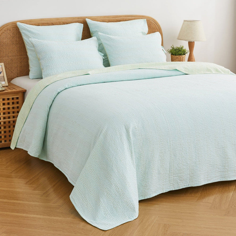 Hand Stitched Reversible Kantha Coverlets - Quahog Bay Bedding