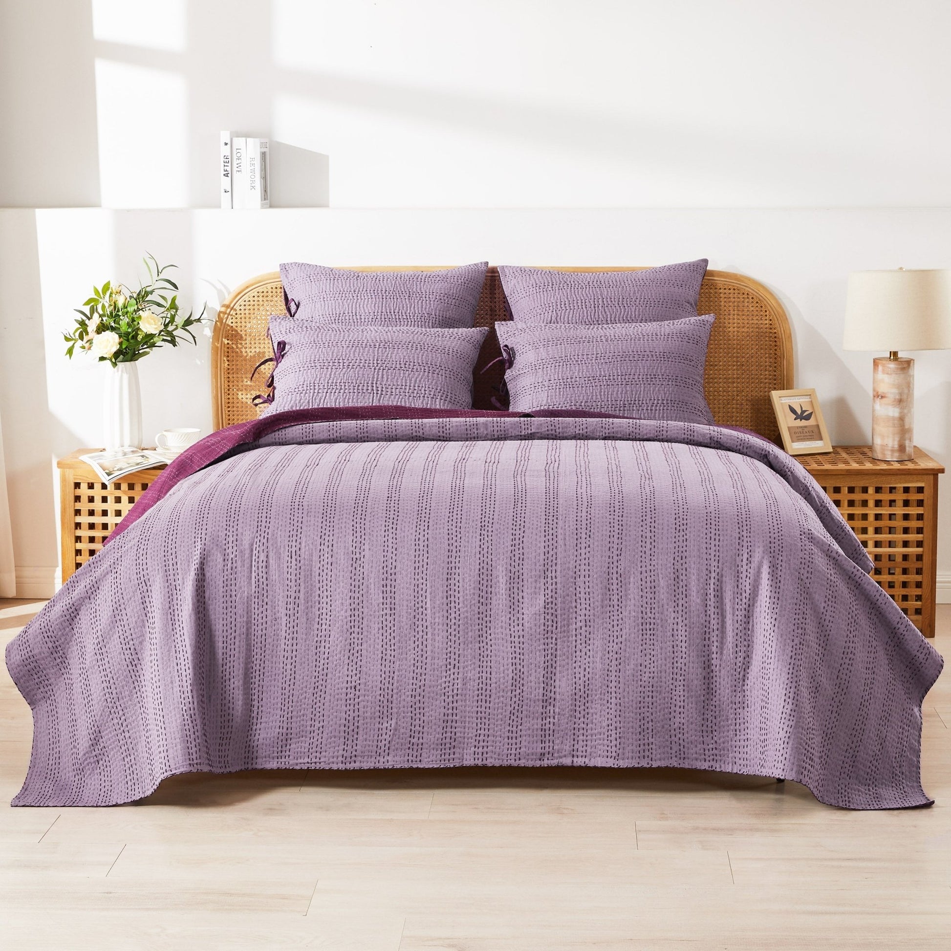 Hand Stitched Reversible Kantha Coverlets - Quahog Bay Bedding