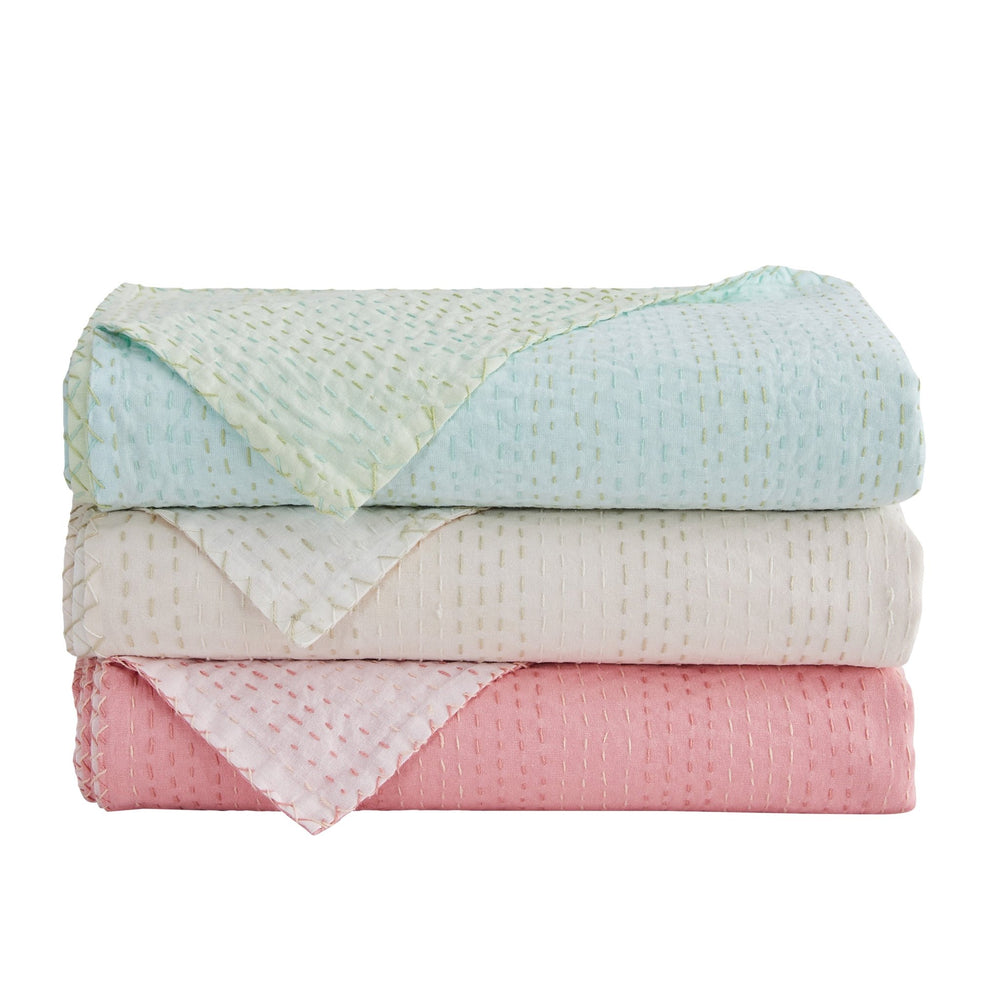 Hand Stitched Reversible Kantha Coverlets - Quahog Bay Bedding