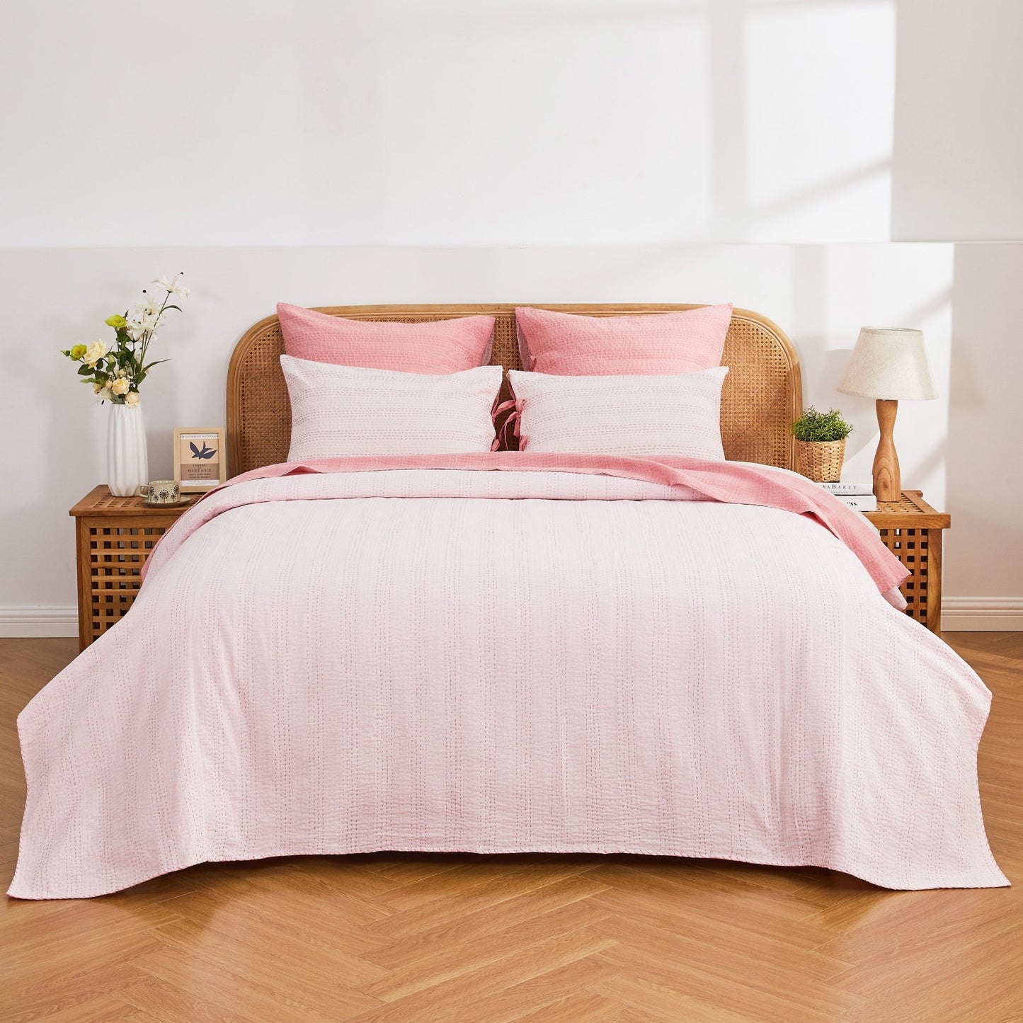 Hand Stitched Reversible Kantha Coverlets - Quahog Bay Bedding