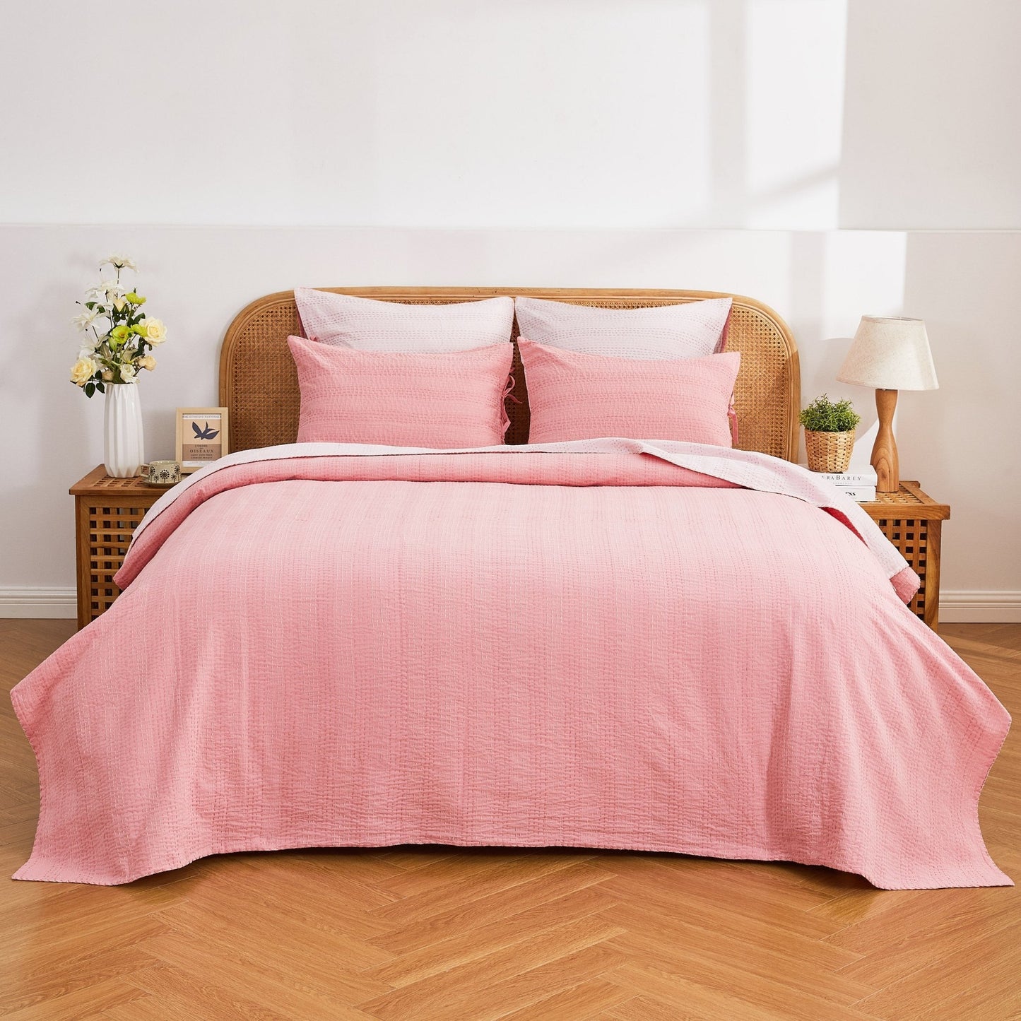 Hand Stitched Reversible Kantha Coverlets - Quahog Bay Bedding