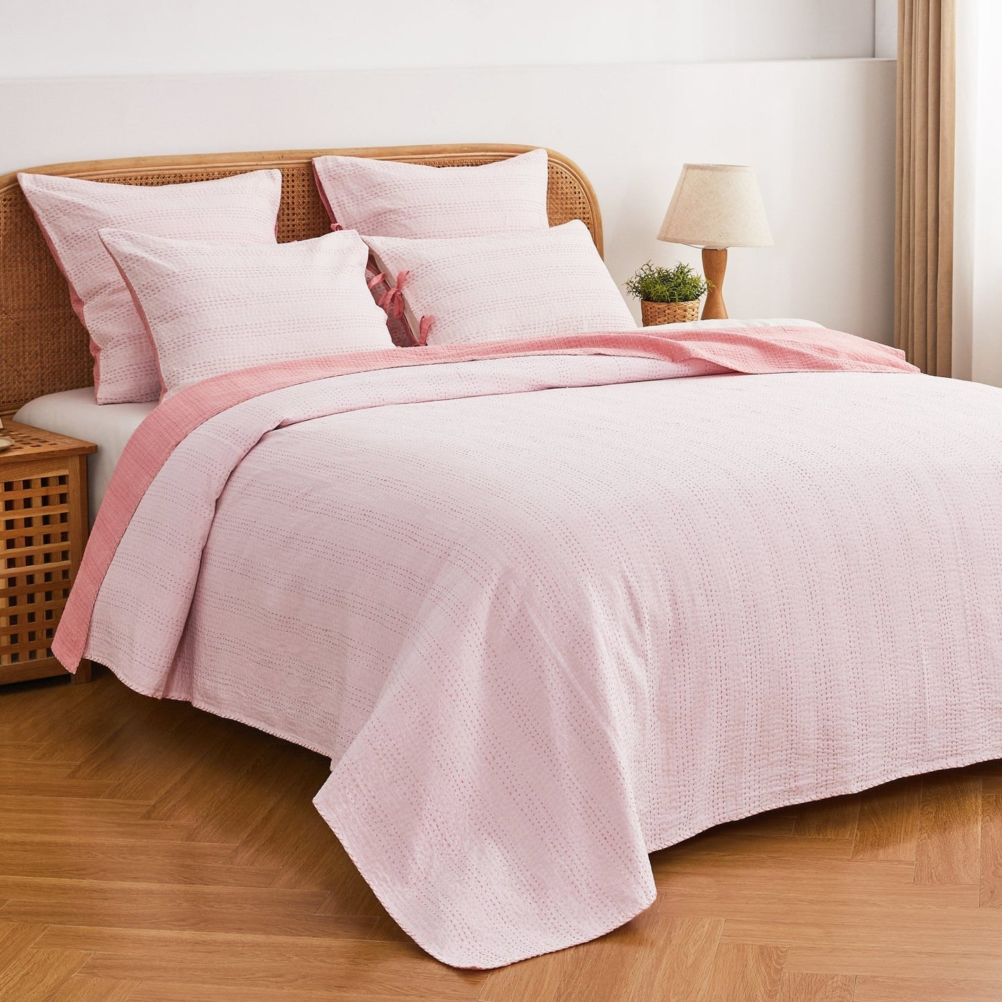 Hand Stitched Reversible Kantha Coverlets - Quahog Bay Bedding