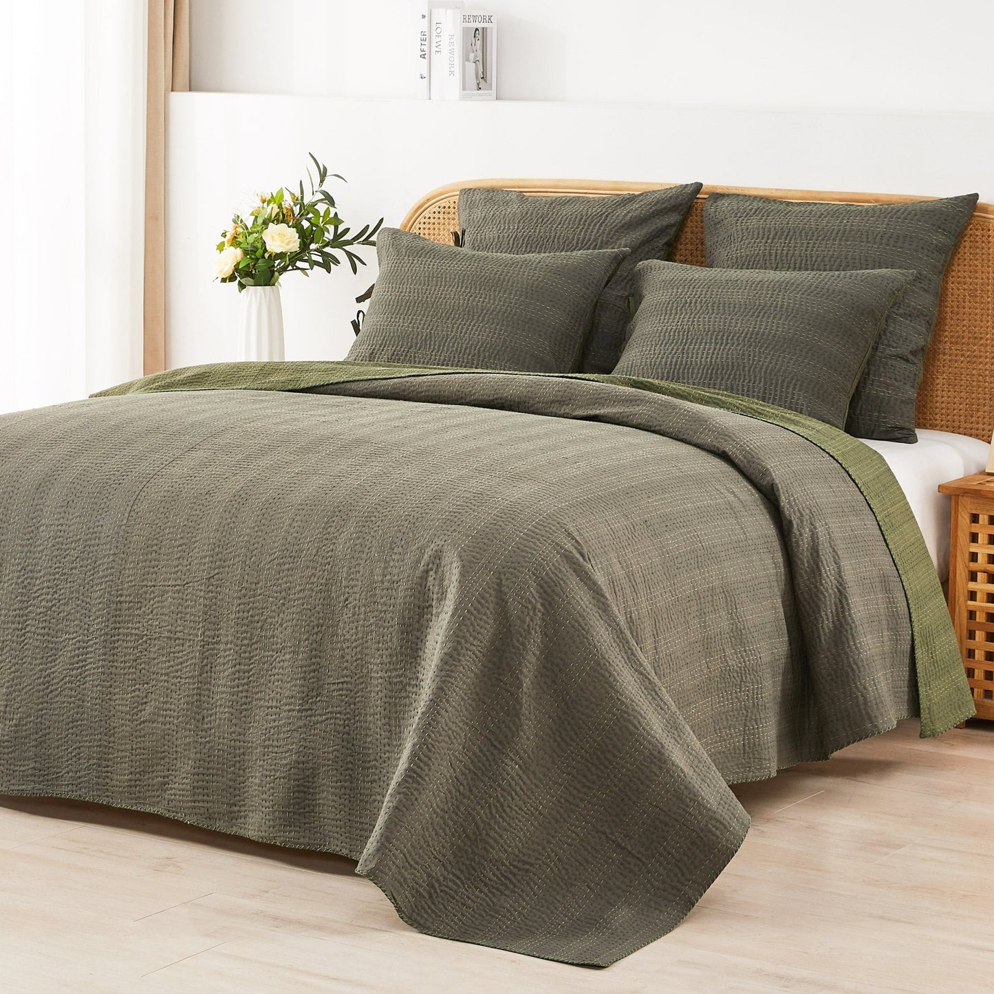 Hand Stitched Reversible Kantha Coverlets - Quahog Bay Bedding