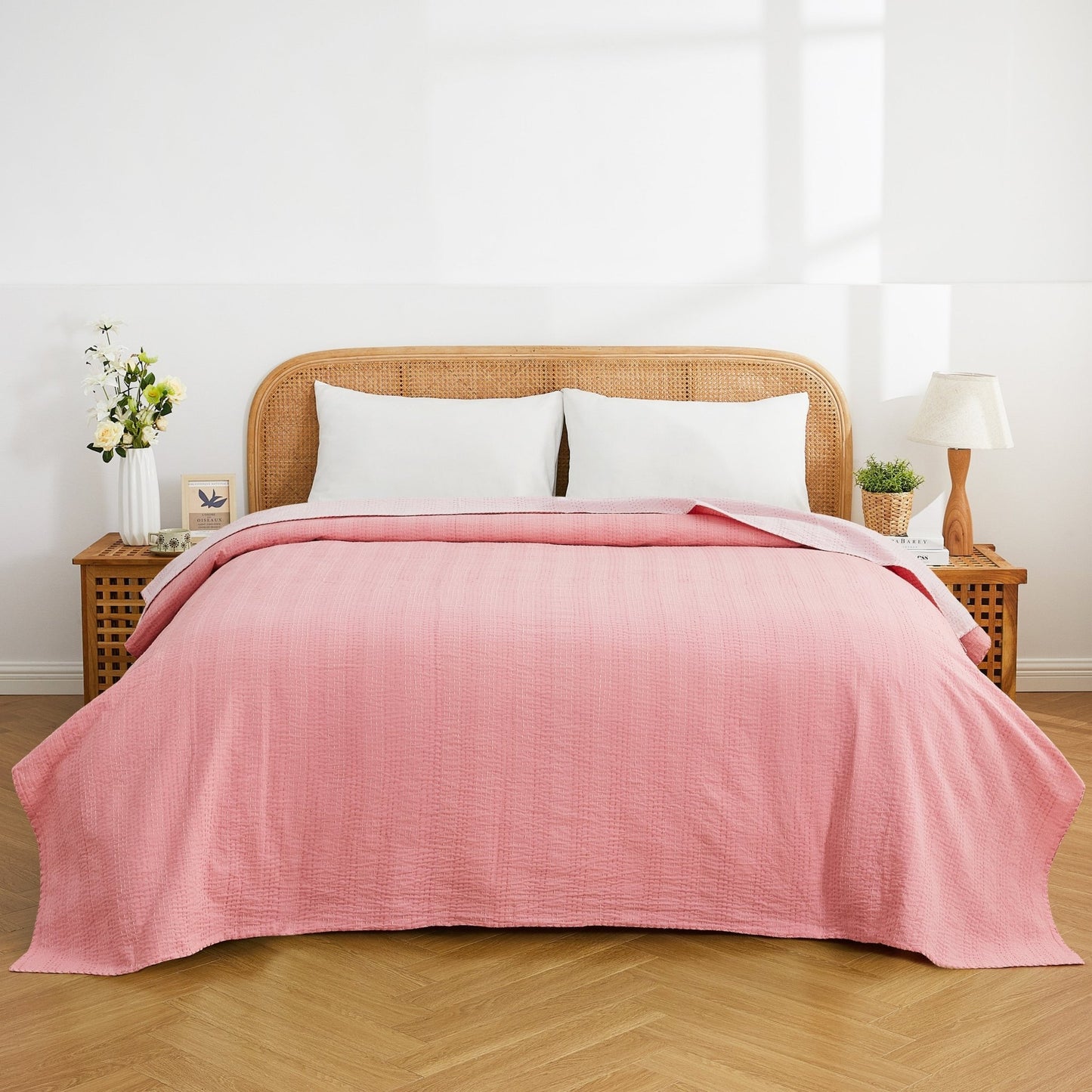 Hand Stitched Reversible Kantha Coverlets - Quahog Bay Bedding