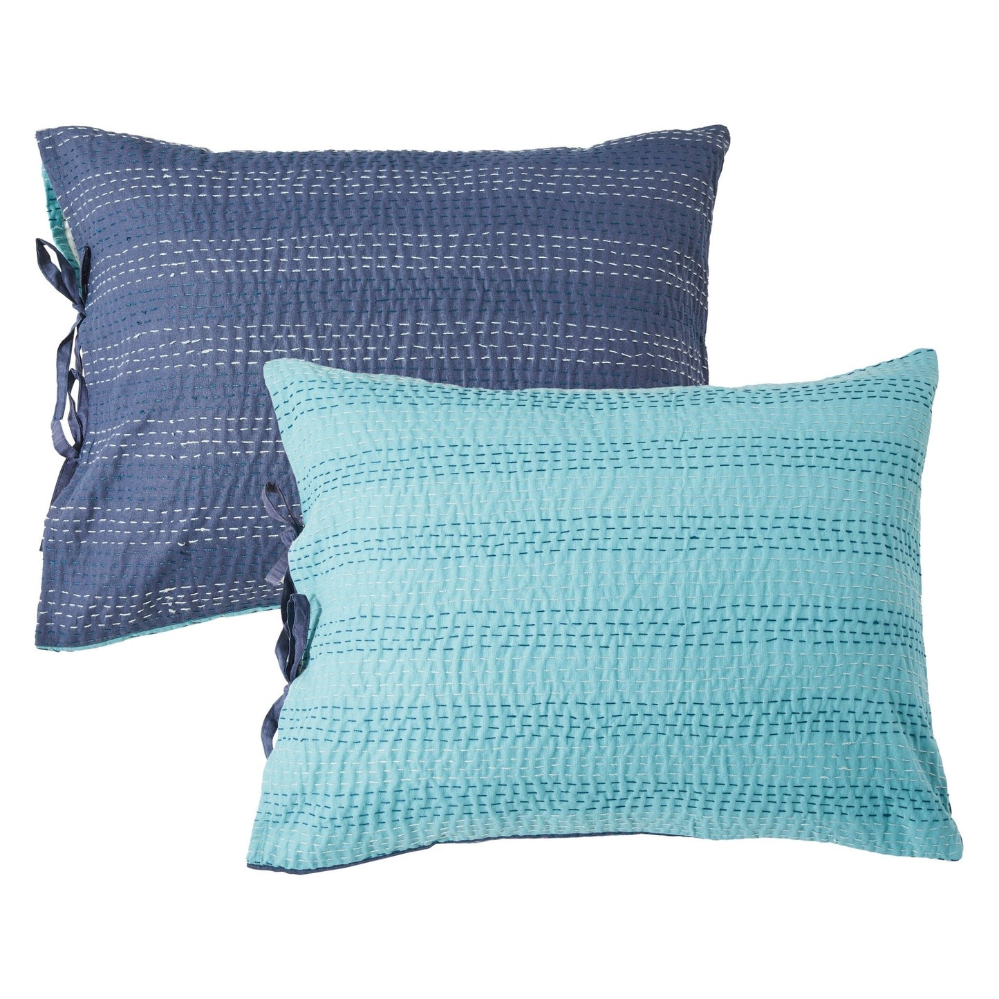 Hand Stitched Reversible Kantha Pillow Sham Pairs - Quahog Bay Bedding